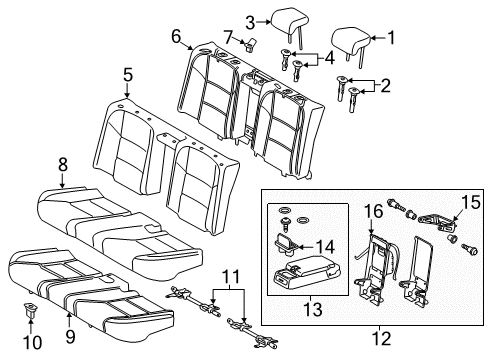 2018 Lexus ES300h Rear Seat Components Rear Seat Armrest Assembly Diagram for 72830-33G10-A0