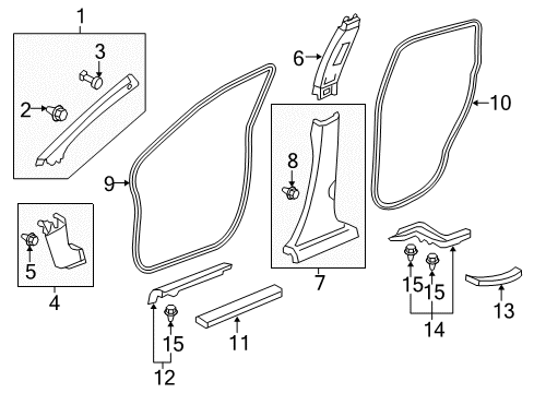 2015 Honda CR-V Interior Trim - Pillars, Rocker & Floor Garn Assy*NH167L* Diagram for 84251-T0A-A03ZC