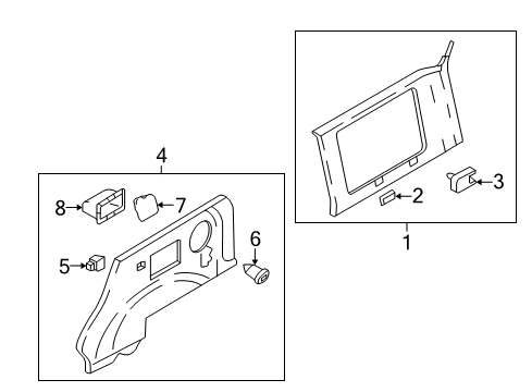 2006 Hyundai Santa Fe Interior Trim - Quarter Panels Trim Assembly-Rear Pillar RH Diagram for 85860-26100-BU