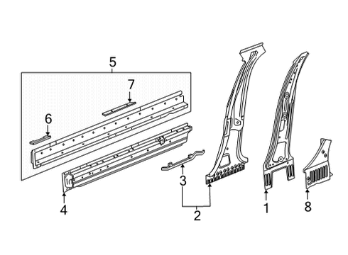 2022 Buick Envision Center Pillar & Rocker Center Pillar Reinforcement Diagram for 84784181