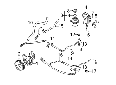 2004 BMW 525i P/S Pump & Hoses, Steering Gear & Linkage Return Pipe Diagram for 32416772948