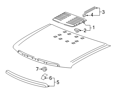 2012 GMC Sierra 2500 HD Hood & Components, Exterior Trim Front Molding Diagram for 20963701