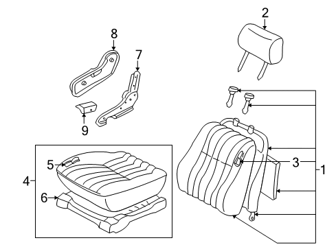 2001 Nissan Xterra Front Seat Components Cushion Assy Front Seat Diagram for 87300-7Z010