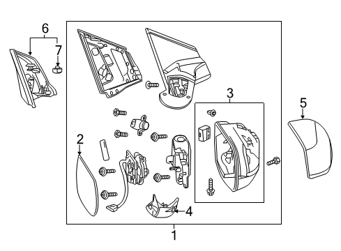 2014 Honda CR-V Outside Mirrors Mirror Sub-Assembly, Passenger Side Door (R.C.) Diagram for 76208-T0A-A11