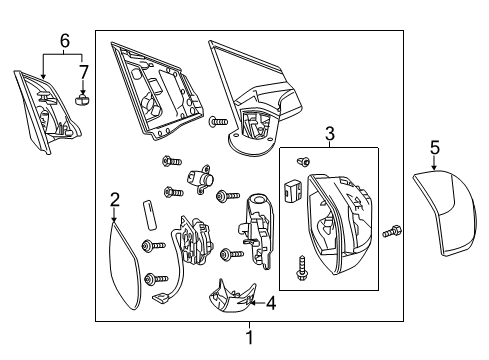 2014 Honda CR-V Outside Mirrors Set Passenger Side, Housing Diagram for 76205-T0A-A11