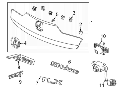 2021 Acura TLX Parking Aid Sensor Assembly, Park Diagram for 39680-T0A-R12D8