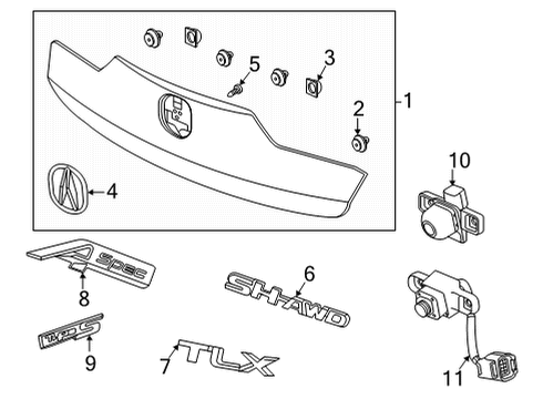 2021 Acura TLX Parking Aid Sensor Assembly, Parking (Obsidian Blue Pearl) Diagram for 39680-T0A-R12ZJ