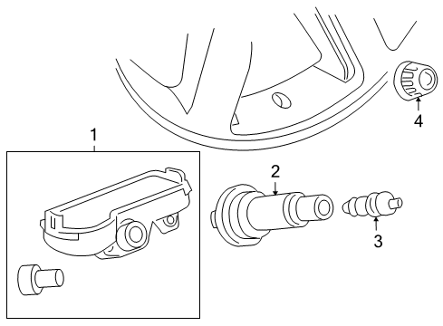 2010 GMC Acadia Tire Pressure Monitoring TPMS Sensor Diagram for 23445327