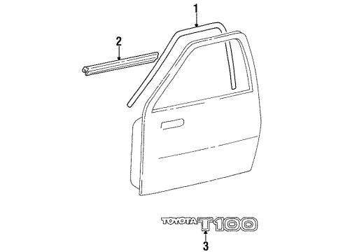 1993 Toyota T100 Exterior Trim - Door Weatherstrip Assy, Front Door Glass, Outer LH Diagram for 68210-34010