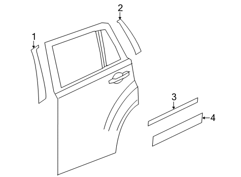 2008 Jeep Compass Exterior Trim - Rear Door Molding-Rear Door Diagram for YZ51WS2AA