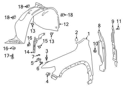 2022 GMC Acadia Fender & Components Fender Diagram for 84755856