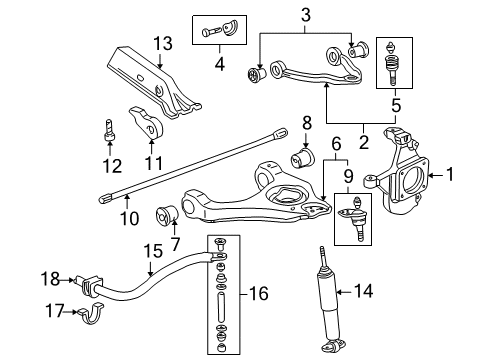 2003 Hummer H2 Front Suspension Components, Lower Control Arm, Upper Control Arm, Stabilizer Bar Stabilizer Link Diagram for 15840266