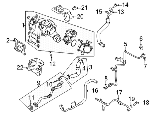 2021 Kia Sorento Turbocharger Pipe Assembly-Water Outlet Tc Diagram for 28236-2M820