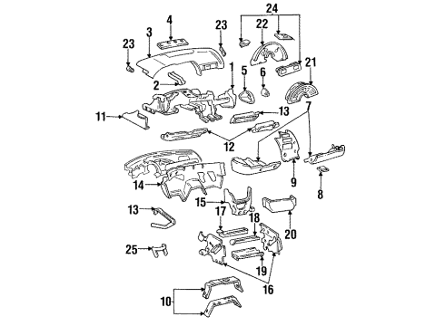 1994 Chevrolet Corvette Instrument Panel Heater & Air Conditioner Control Assembly Diagram for 16170891