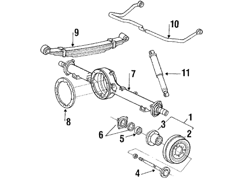 1985 Toyota Land Cruiser Rear Brakes Spindle, Steering Knuckle Diagram for 43401-60010