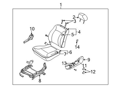 2004 Kia Spectra Front Seat Components Pole Guide Assembly No, 1 Diagram for 0K31A8824596