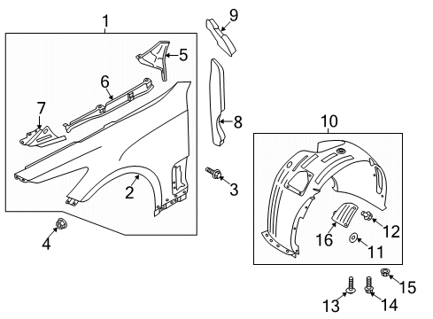 2018 Kia Stinger Fender & Components Guard Assembly-Front Wheel Diagram for 86811J5000