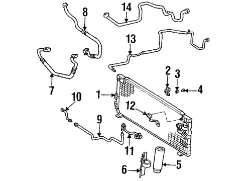1993 Toyota Tercel A/C Condenser, Compressor & Lines AC Line Diagram for 88716-16541