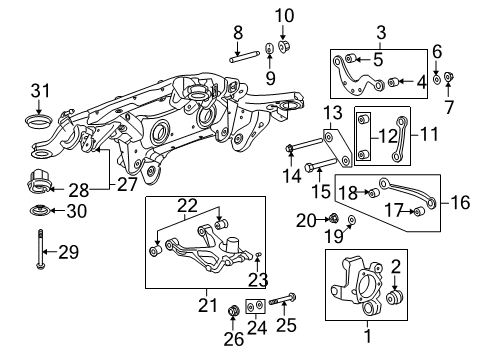 2017 Buick Enclave Rear Suspension, Lower Control Arm, Upper Control Arm, Stabilizer Bar, Suspension Components Lower Control Arm Bolt Diagram for 11561849