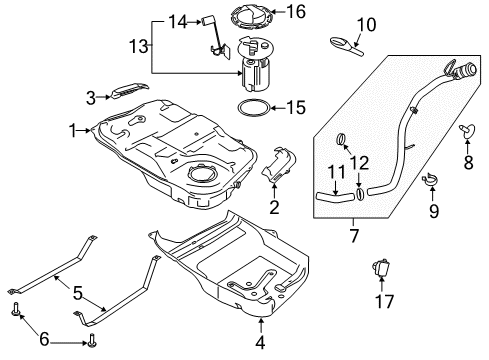 2013 Ford Fusion Fuel Supply Filler Hose Diagram for DG9Z-9047-B