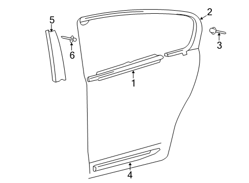 2009 Lexus GS460 Exterior Trim - Rear Door Moulding Assy, Rear Door Belt, LH Diagram for 75740-30410