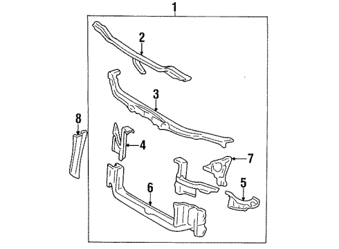 1999 Toyota Celica Radiator Support Side Support Diagram for 53211-20240