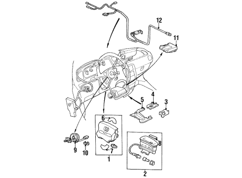 1995 Honda Odyssey Air Bag Components Reel Assembly, Cable Diagram for 77900-SX0-A01