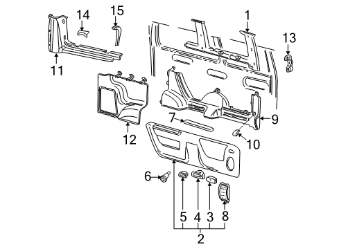 2011 Ford E-250 Interior Trim - Side Panel Cowl Trim Retainer Diagram for F2UZ-1602354-AAA