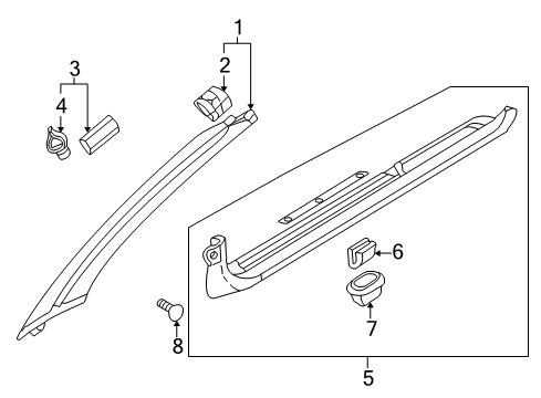 2005 Dodge Stratus Interior Trim - Pillars, Rocker & Floor Cover-Front Diagram for MR641708