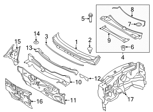 2011 Nissan Murano Cowl Bolt Diagram for 54459-JP02B