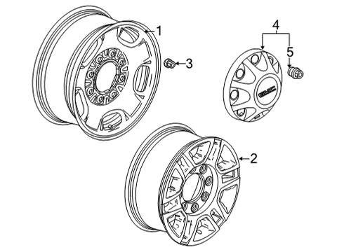 2022 GMC Sierra 2500 HD Wheels Wheel, Alloy Diagram for 84428941