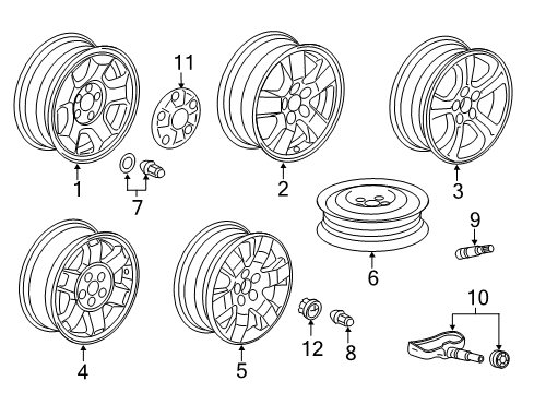 2010 Honda Pilot Wheels, Covers & Trim Disk, Aluminum Wheel (17X7) (1/2J) (Tpms) (Aap St Mary'S) Diagram for 42700-SZA-A22