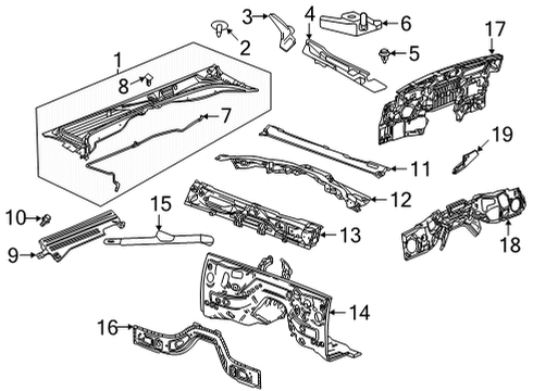 2022 Cadillac CT4 Cowl Diagonal Brace Nut Diagram for 11603225