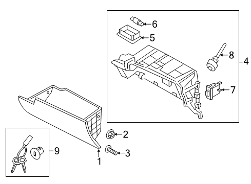 2016 Kia Sorento Glove Box Glove Box Assembly Diagram for 84510C6100BHH