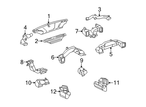 2003 Lexus SC430 Ducts Duct, Heater To Register, NO.2 Diagram for 55844-24050