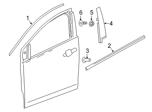 2017 Chevrolet Volt Exterior Trim - Front Door Upper Molding Diagram for 84195656