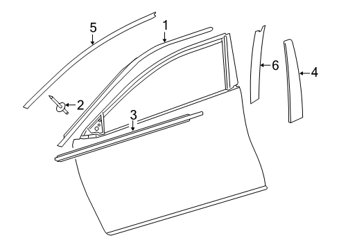 2016 Toyota Camry Exterior Trim - Front Door Upper Molding Diagram for 75753-06080