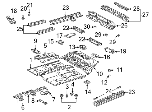 Diagram for 2001 Toyota Echo Pillars, Rocker & Floor - Floor & Rails 
