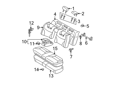 2004 Lexus ES330 Rear Seat Components Seat Back Pad Holder Diagram for 71398-33010