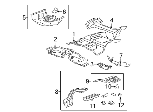 2012 Honda Accord Rear Body - Floor & Rails Crossmember, Middle Floor Diagram for 65700-TE0-A00ZZ