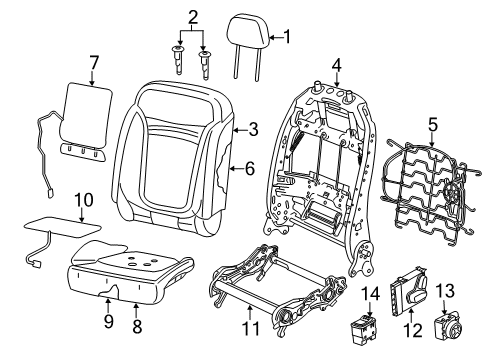 2019 Jeep Renegade Front Seat Components Seat Back-Seat Back Diagram for 68418831AA