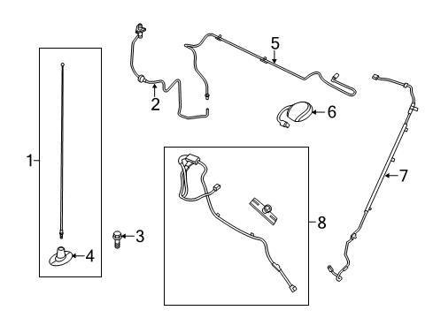 2013 Ford F-250 Super Duty Antenna & Radio Antenna Cable Diagram for BC3Z-18812-B