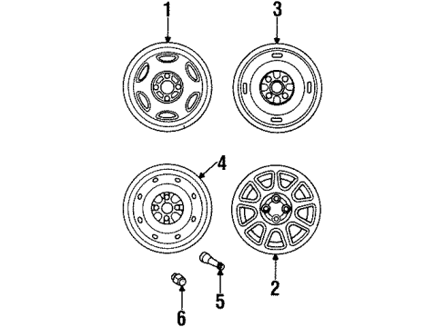 1994 Geo Prizm Wheels Wheel, 14X5.5 *Black Diagram for 94853758