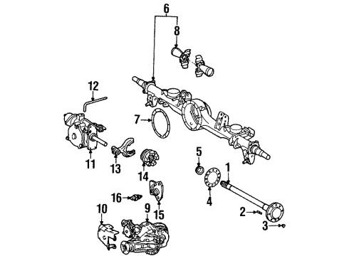 1997 Toyota Land Cruiser Axle & Differential - Rear Sleeve, Rear Differential Lock Diagram for 41453-60011