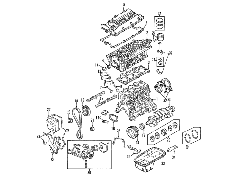 2006 Kia Sportage Engine Parts, Mounts, Cylinder Head & Valves, Camshaft & Timing, Oil Pan, Oil Pump, Crankshaft & Bearings, Pistons, Rings & Bearings, Variable Valve Timing Cover Assembly-Head Cylinder Diagram for 2240023800
