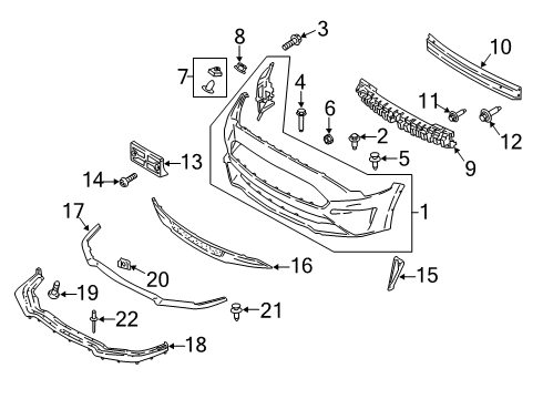 2018 Ford Mustang Front Bumper Valance Panel Diagram for JR3Z-17D957-AA