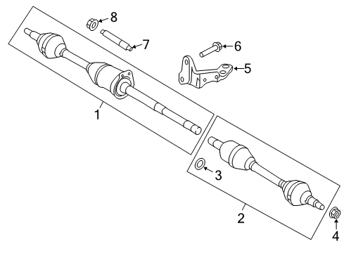 2018 Lincoln MKT Drive Axles - Front Axle Assembly Diagram for CA8Z-3B437-D