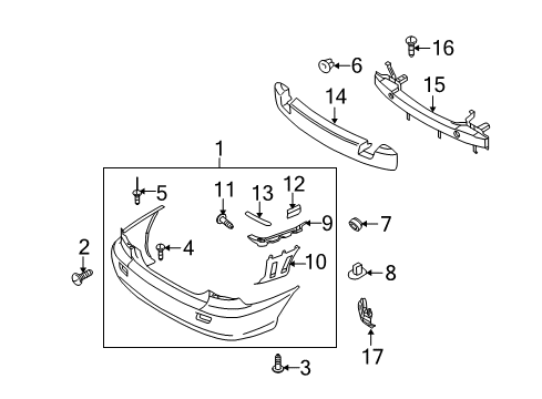 2004 Kia Rio Rear Bumper Screw-Tapping Diagram for K9CS600520