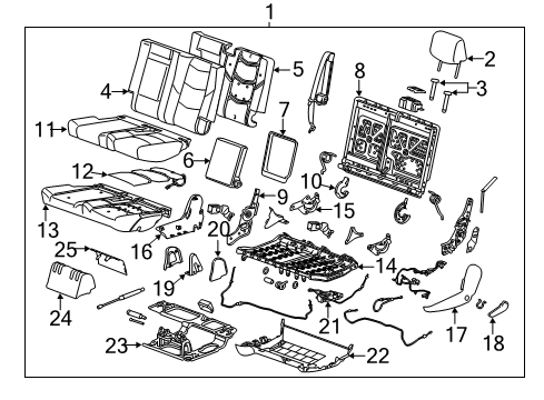 2018 Chevrolet Tahoe Second Row Seats Seat Cushion Pad Diagram for 23470749