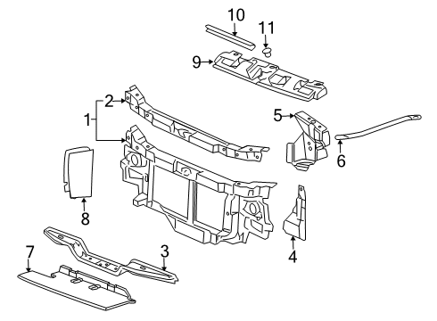 2019 GMC Savana 2500 Radiator Support Air Baffle Seal Diagram for 19256219